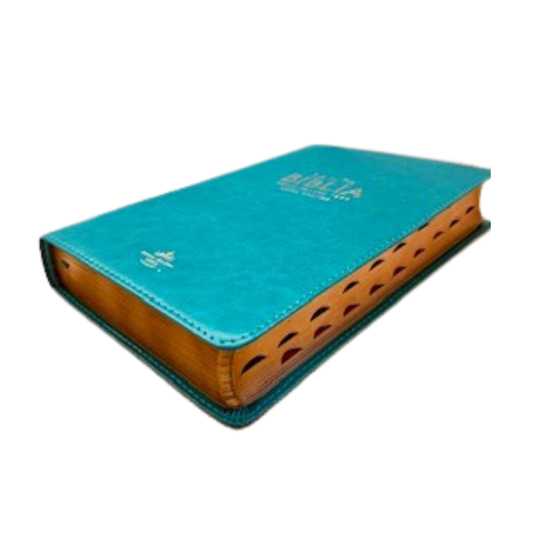 BIBLIA MANUAL LETRA GRANDE (Verde aqua con índice)