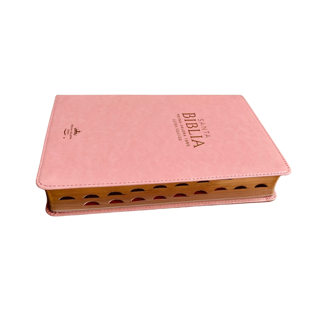 BIBLIA MANUAL LETRA GRANDE (Color Rosa claro con índice)