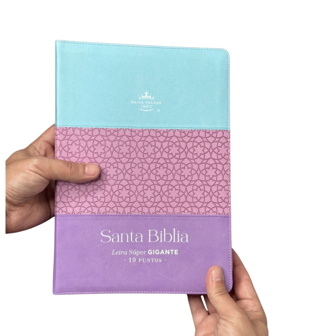 BIBLIA LETRA SUPER GIGANTE 3 TONOS/ CON CIERRE aqua-morado