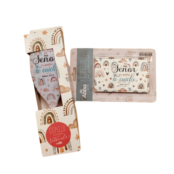 SET DE CEPILLO PARA CABELLO + ESPEJO - Con versículo Sal 121 :5