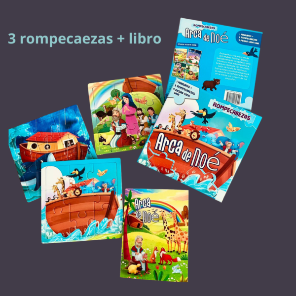 ARCA DE NOÉ SET DE 3 ROMPECABEZAS + LIBRO