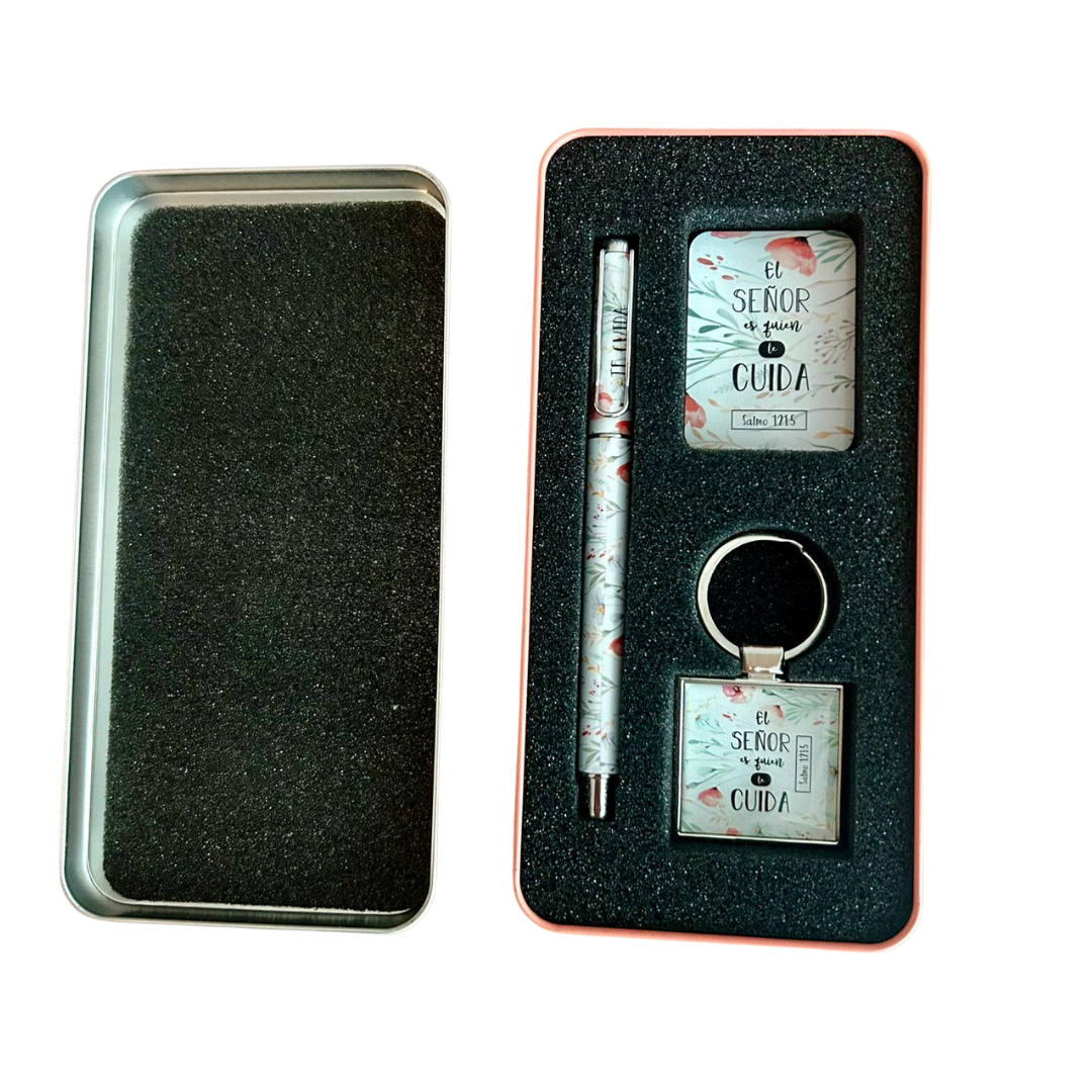 SET DE BOLIGRAFO Y LLAVERO – Salmo 121:5
