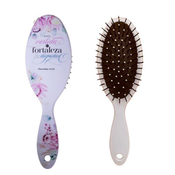 SET DE CEPILLO PARA CABELLO + ESPEJO - Con versículo Prov. 31:25 - Imagen 2