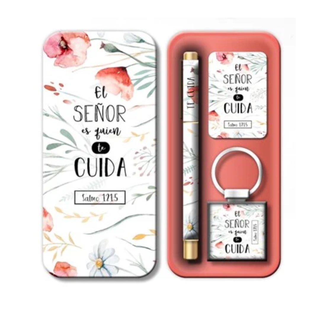 SET DE BOLIGRAFO Y LLAVERO – Salmo 121:5