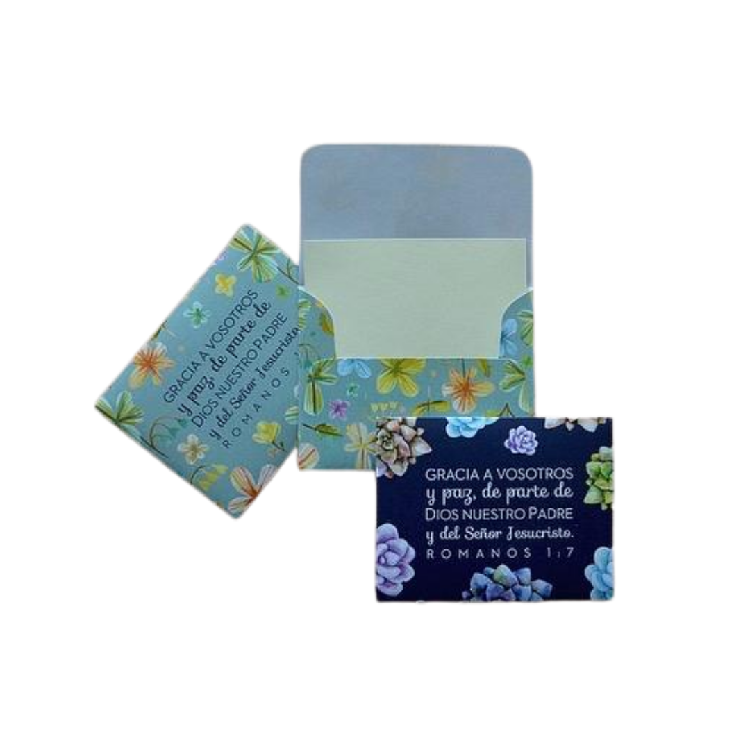 TARJETA DE GRATITUD CON SOBRE -Romanos 1:7