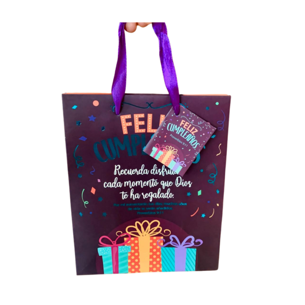 BOLSA DE REGALO FELIZ CUMPLEAÑOS -Proverbios 9:11