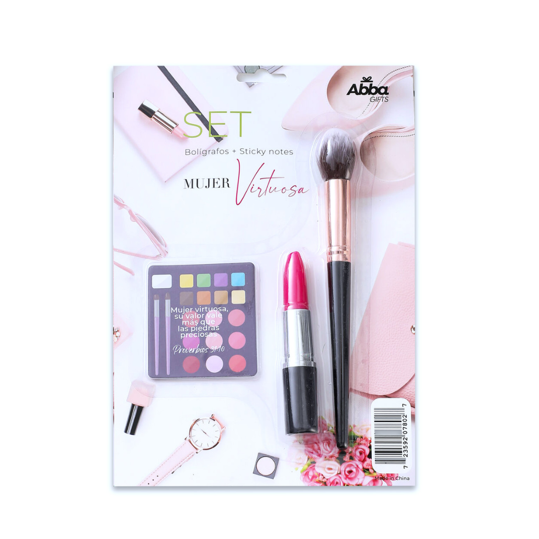 SET MUJER VIRTUOSA – Bolígrafos+Sticky notes